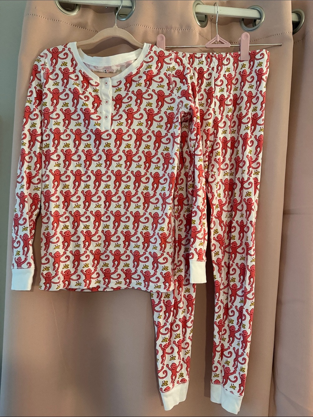 Roller Rabbit Pink Monkey Kids Pajama Set Size 12